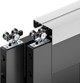 6FT Bypass Door Hardware, Closet Door Track Kit, Top-Mounted Style, Made of Heavy Duty Aluminum, Smoothly and Quietly, for 2 Doors System - Fit Min Door Panel Width of 36.5in, Silver