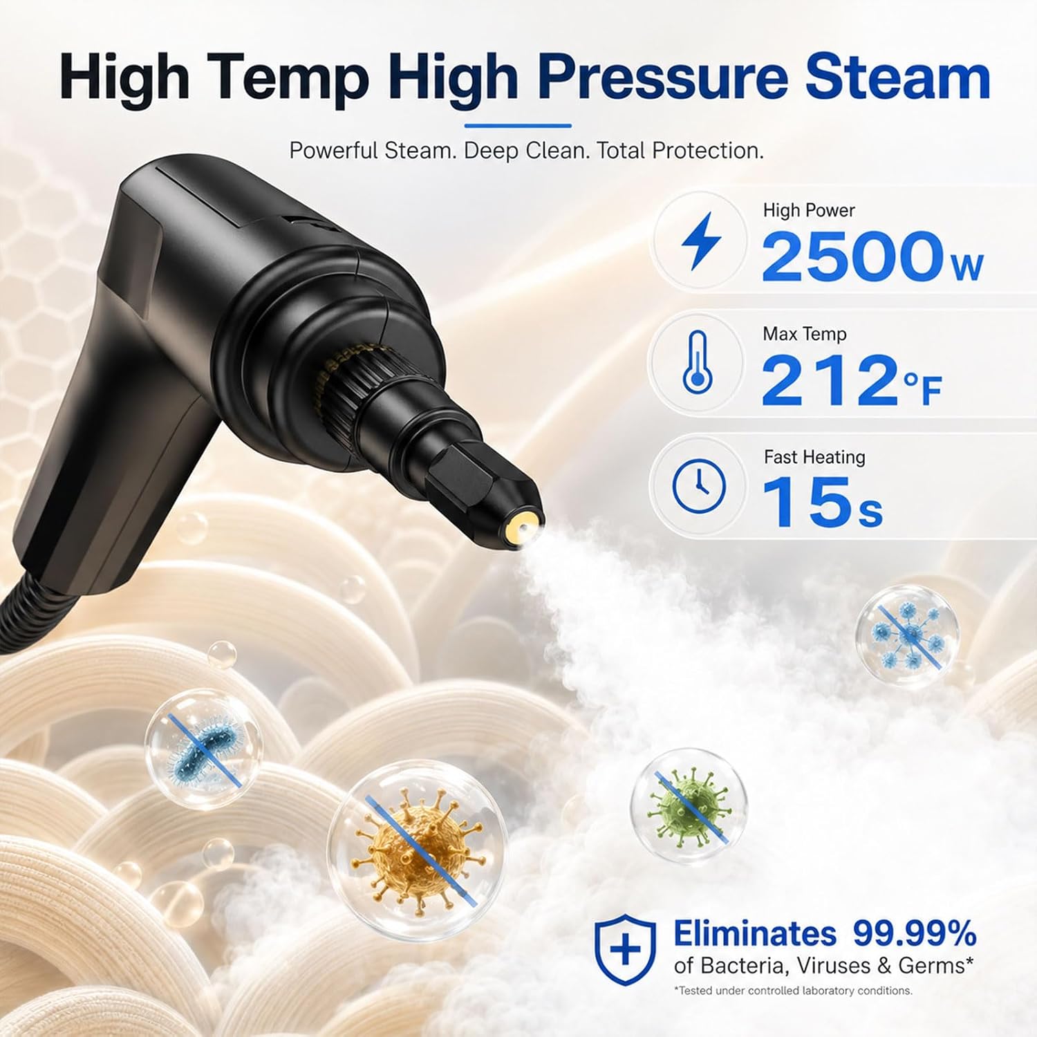 2500W Handheld Steam Cleaner for Home, 54oz(1.6L) Large Tank Hand Held Steamer for Cleaning with 20Pcs Accessories, 15s Heat-Up Hand Held Steam Cleaner for House, Car, Grout, Tile&Furniture