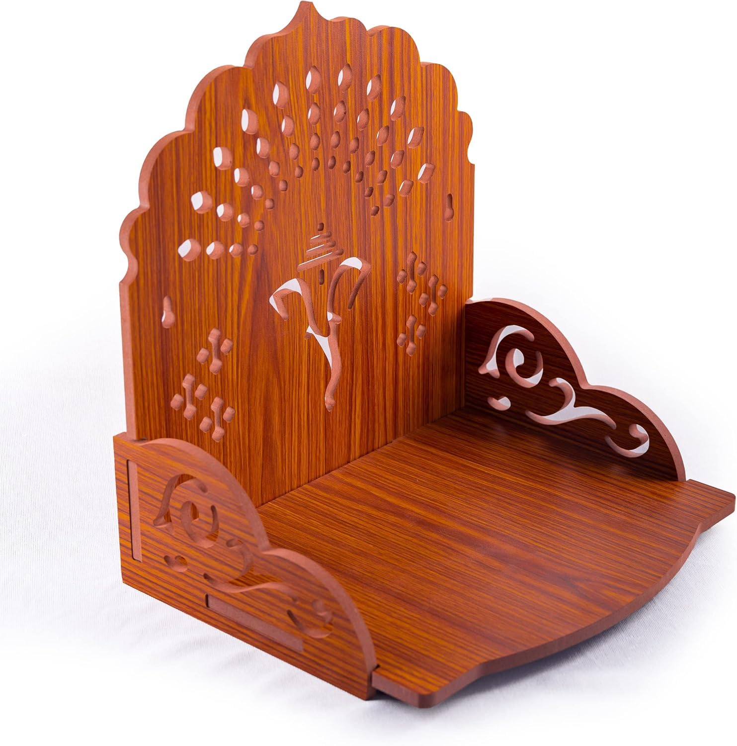 Royal Kurta Contemporary Puja Mandir, Wall Mount, Wooden Temple for Home, Small Size (Orange-Ganesh)