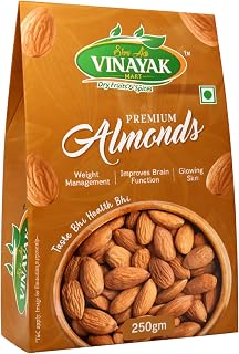 SHRI ADI VINAYAK MART Premium Almonds (Badam) 250g | Natural Raw Badam Giri | Crunchy & Fresh Dry Fruits | Rich in Protei... Price In India