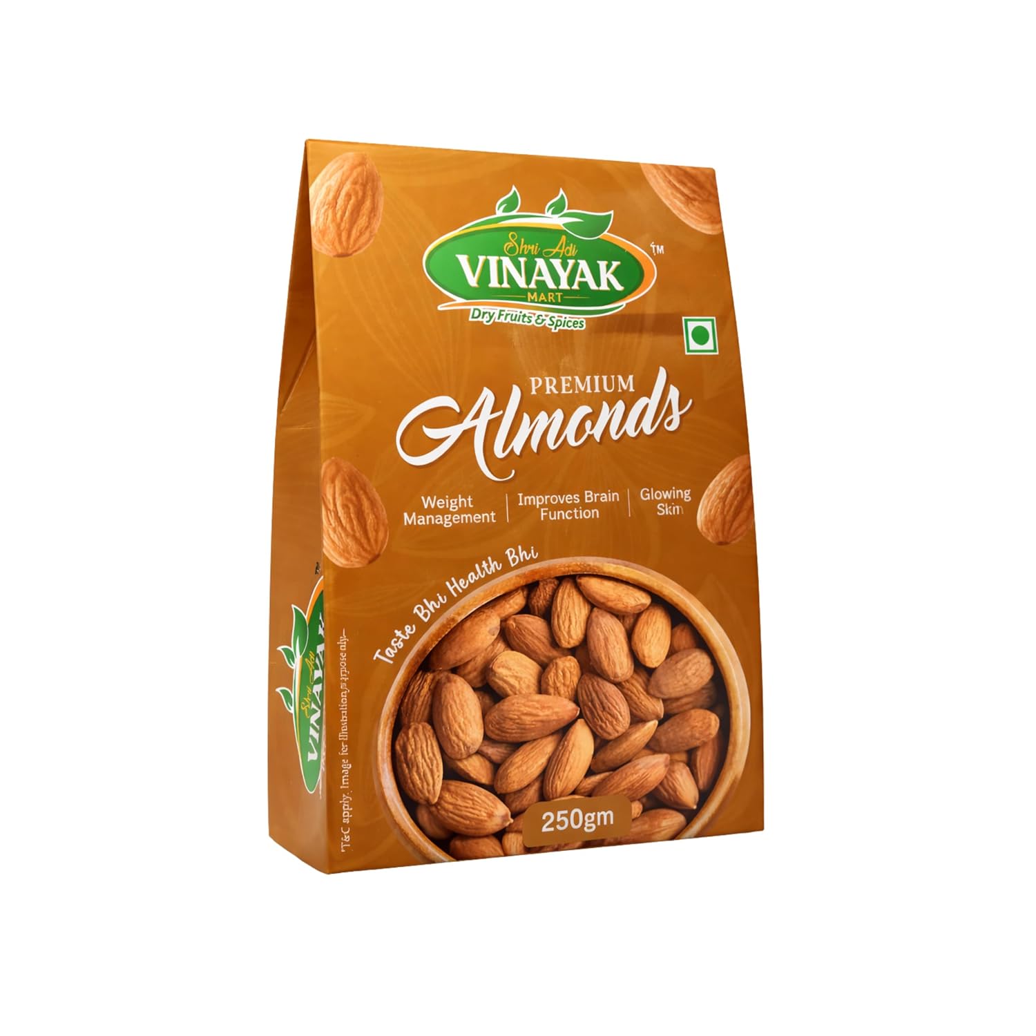 SHRI ADI VINAYAK MART Premium Almonds (Badam) 250g | Natural Raw Badam Giri | Crunchy & Fresh Dry Fruits | Rich in Protei...