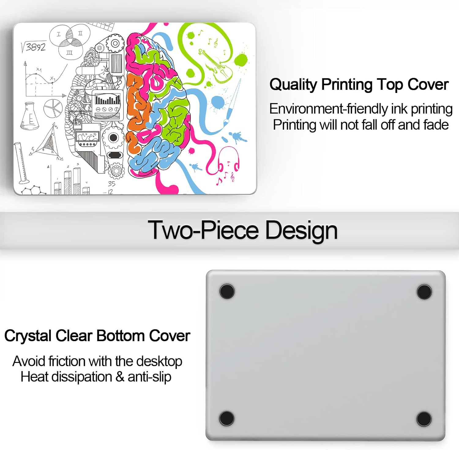 Suitable for MacBook Air 13.6 inch Case 2022 Release Model: A2681 M2 Chip, Printed Pattern Plastic Matte Hard Shell & Laptop Sleeve & Keyboard Cover for Mac Air 13.6, Brain 6