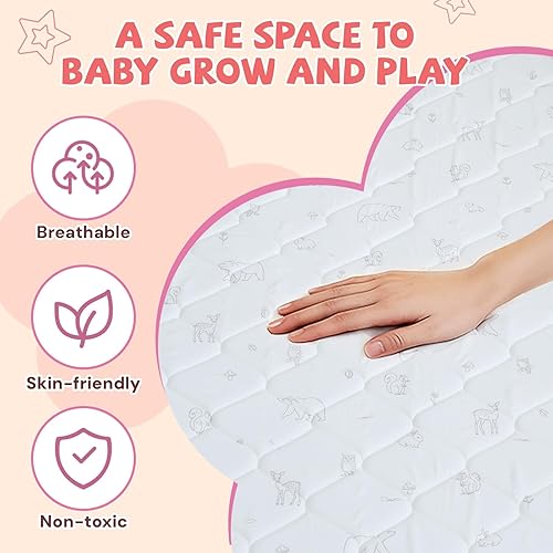 Miniatura 6 de Alfombra de juego para bebé para piso, 47 x 47 pulgadas, alfombra de juego plegable para bebés y niños pequeños, fácil cuidado, tapetes de juego