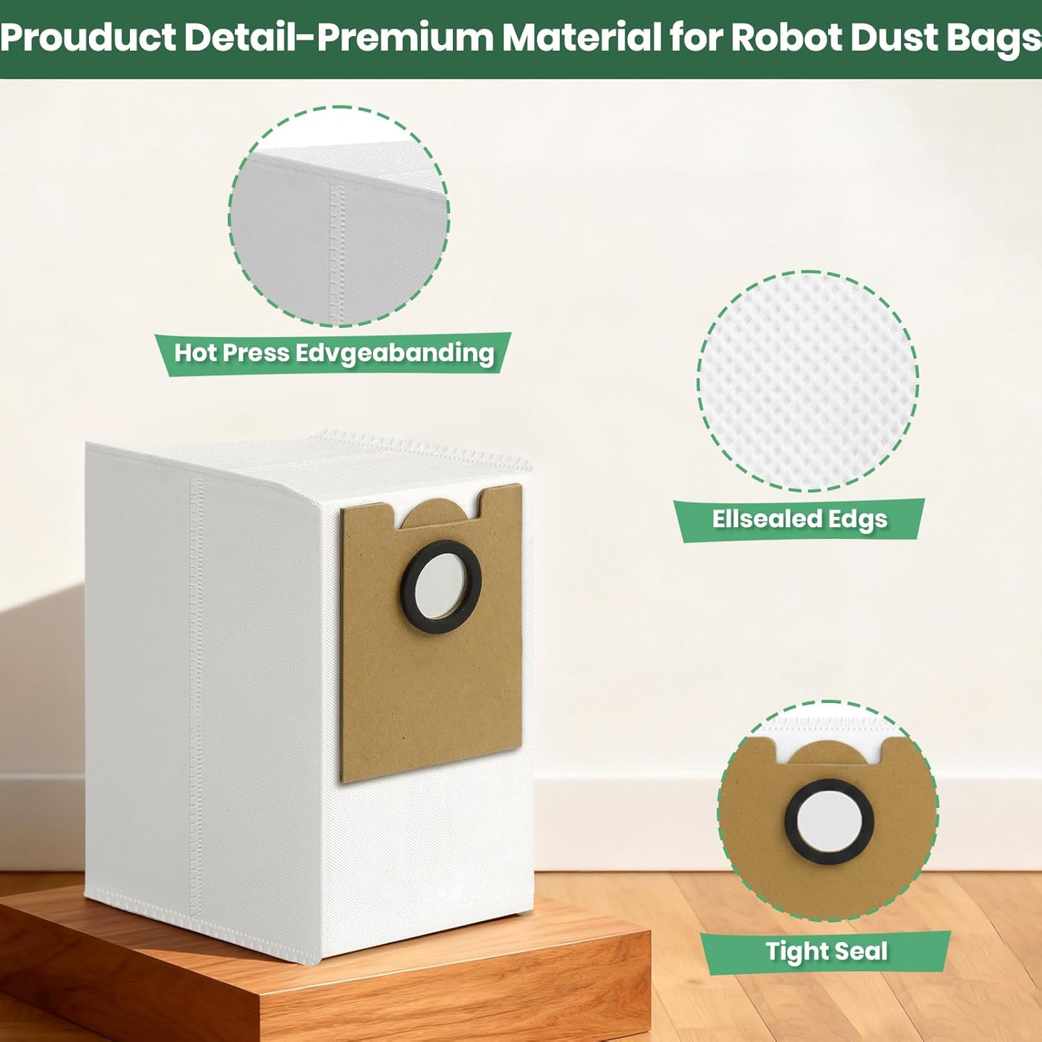 16 Pack M2 Plus Dust Bags Compatible with Lefant M2 Pro M2S Pro M2 Plus Robot Vacuum Bags 2.6L Large Capacity Heavy Duty Bags for Home Vacuum