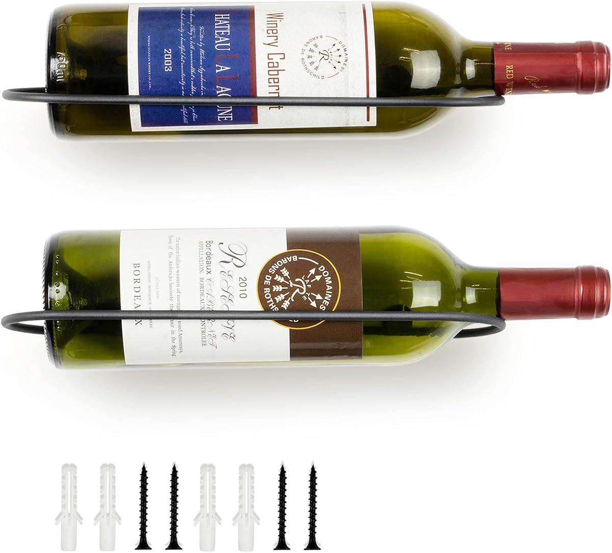 Wall Mounted Wine Rack: 2Pcs Individual Wine Bottle Holder - Liquor Storage