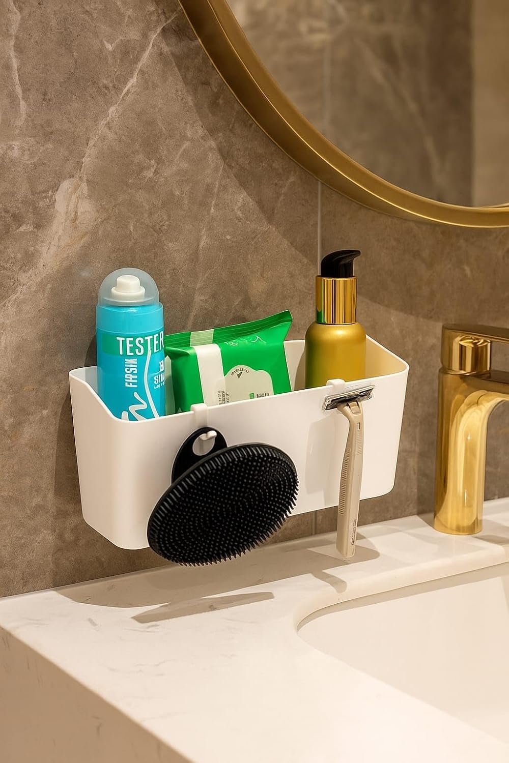 No Drilling Plastic Rectangular Multipurpose Wall Shelves: Self-Adhesive Storage Rack for Bathroom – Strong and Colorful Wall Holder (Pack of 1)