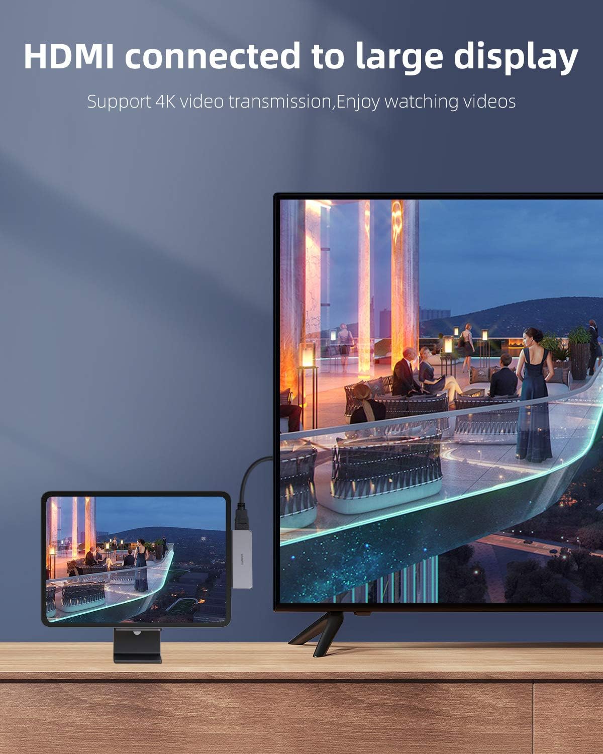 🔥 Hagibis USB C Hub Type-C Adapter with USB-C 60W PD Charging, 4K HDMI, USB 3.0,SD/Micro SD Card Reader,3.5mm Headphone Jack Compatible with iPad Pro 2020 2019 2018 Microsoft Surface Go (4in1)