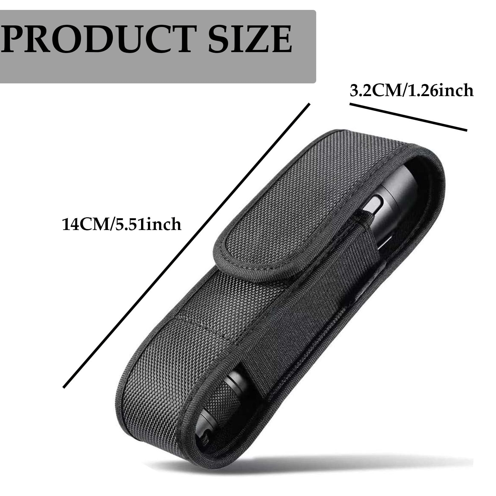 2 Pezzi porta torcia cinturone,Torcia Cinturone Torcia Fondina, Custodia Torcia Tattica per Cinturone, Accessori Cinturone Tattico per caccia,campeggio ed escursionismo (14cm*3.2cm)