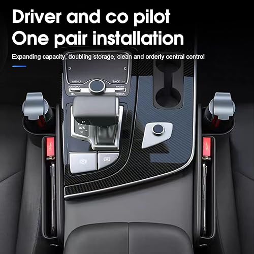 Miniatura 7 de Organizador de espacio para asiento de automóvil con soporte para tazas, caja de almacenamiento ajustable de cuero multifuncional universal para