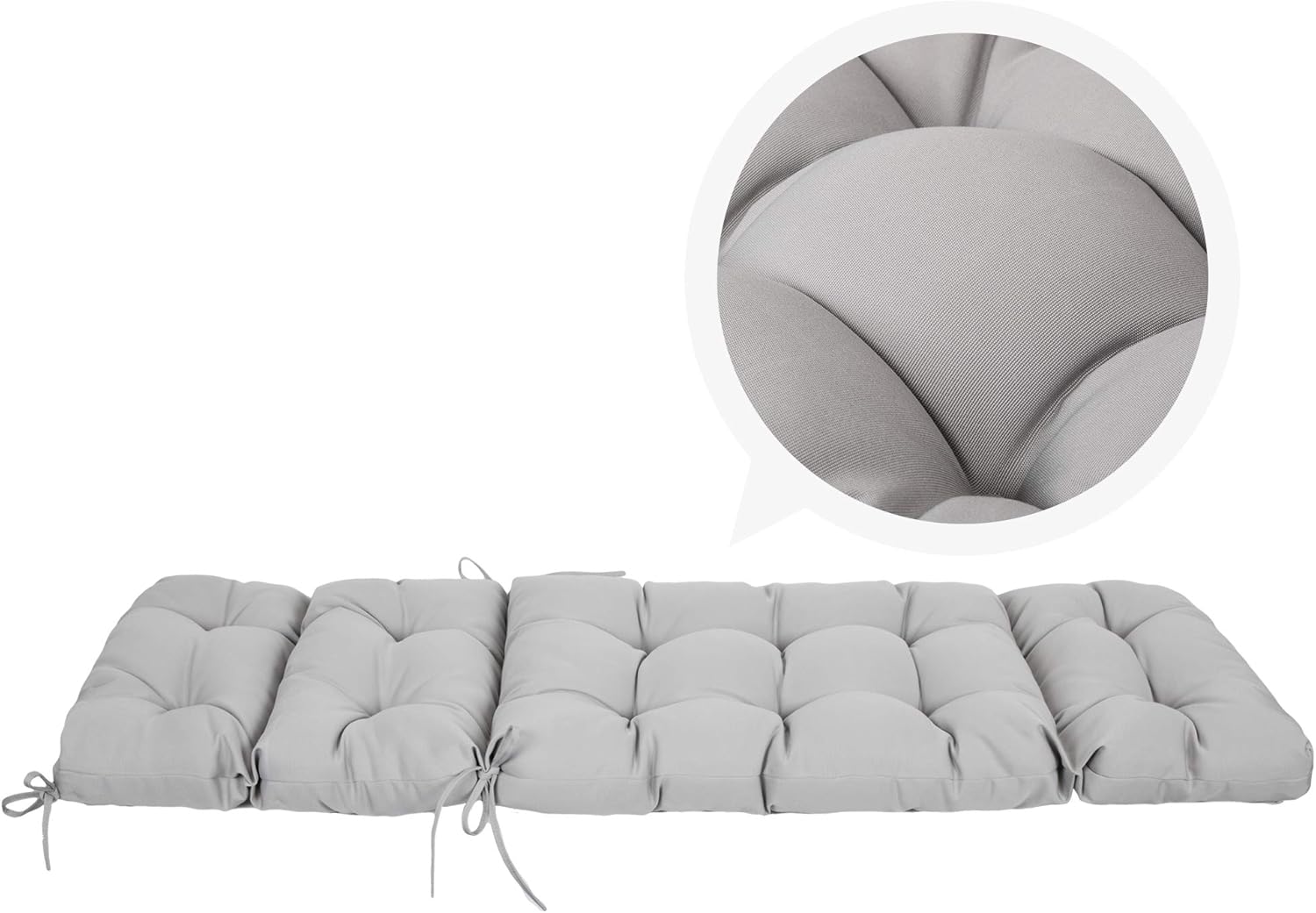 ARTPLAN Outdoor Chasie Lounge Tufted Thick Cushion with Ties,Replacement Wicker Chair Cushion for Paito Fruniture,72x22x4inches,All Weather,Grey