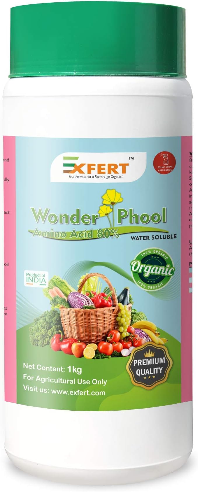 Exfert Wonder PHOOL (Amino Acid 80% Powder Promotes Plant Growth, Flowering, Fruiting - Keeps Plant Healthy) for Plants in Horticulture, Hydroponics, Green House 250gms