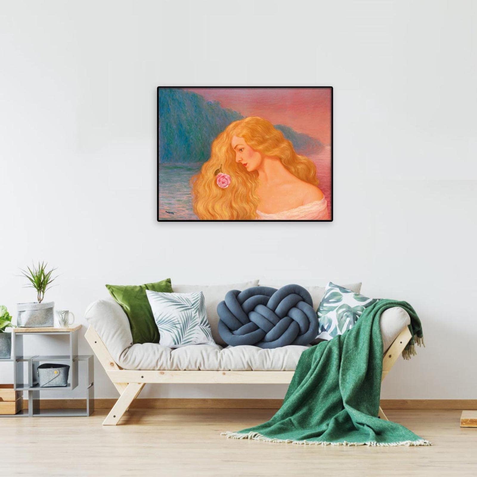 JZSDGB Czarne oprawione słynne wydruki artystyczne - plakat René Magritte - popularna powieść sztuka ścienna - płótno sztuka ścienna słynne obrazy reprodukcja-krajobrazy graficzne do salonu dekoracja 50 x 70 cm