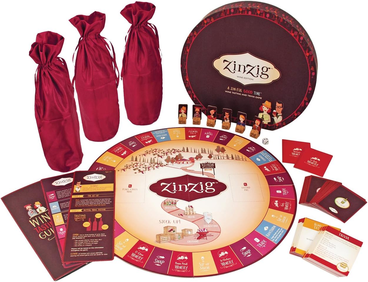 Zinzig Wine Tasting And Trivia Board Game by True
