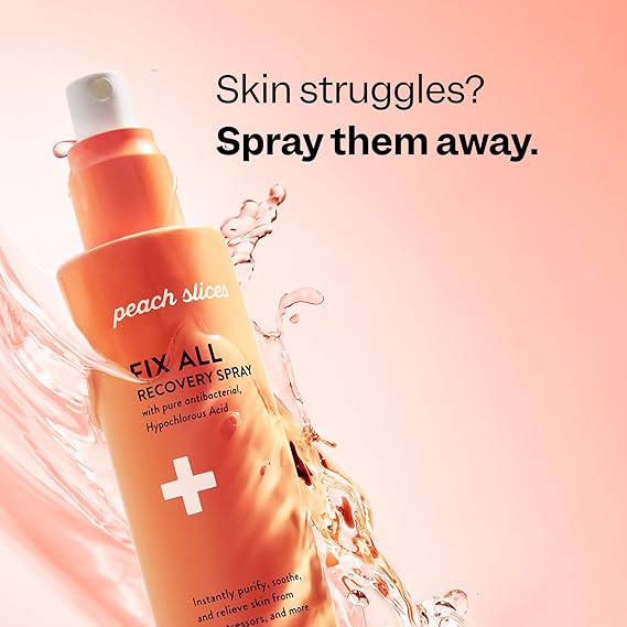 Peach Slices - Fix All Recovery Spray (4 oz) - Purify, Soothe, Relieve - Zits, Stressors, Redness - Hypochlorous Acid Spray - Electrolyzed Water - Vegan & Cruelty Free - Korean Skin Care & Beauty