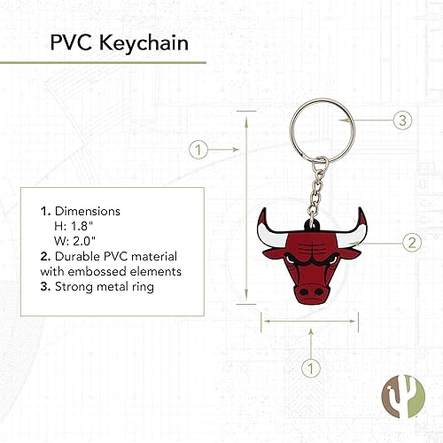 Miniatura 2 de Desert Cactus Llavero Chicago Bulls NBA National Basketball Association - Llavero para llaves de coche (PVC), Blanco