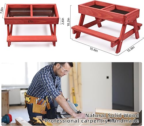 Miniatura 4 de Mesa de picnic de pollo, comedero de pollo sin desperdicios hecho a mano de madera, kit grande de comedero de pollo para bricolaje, comederos para