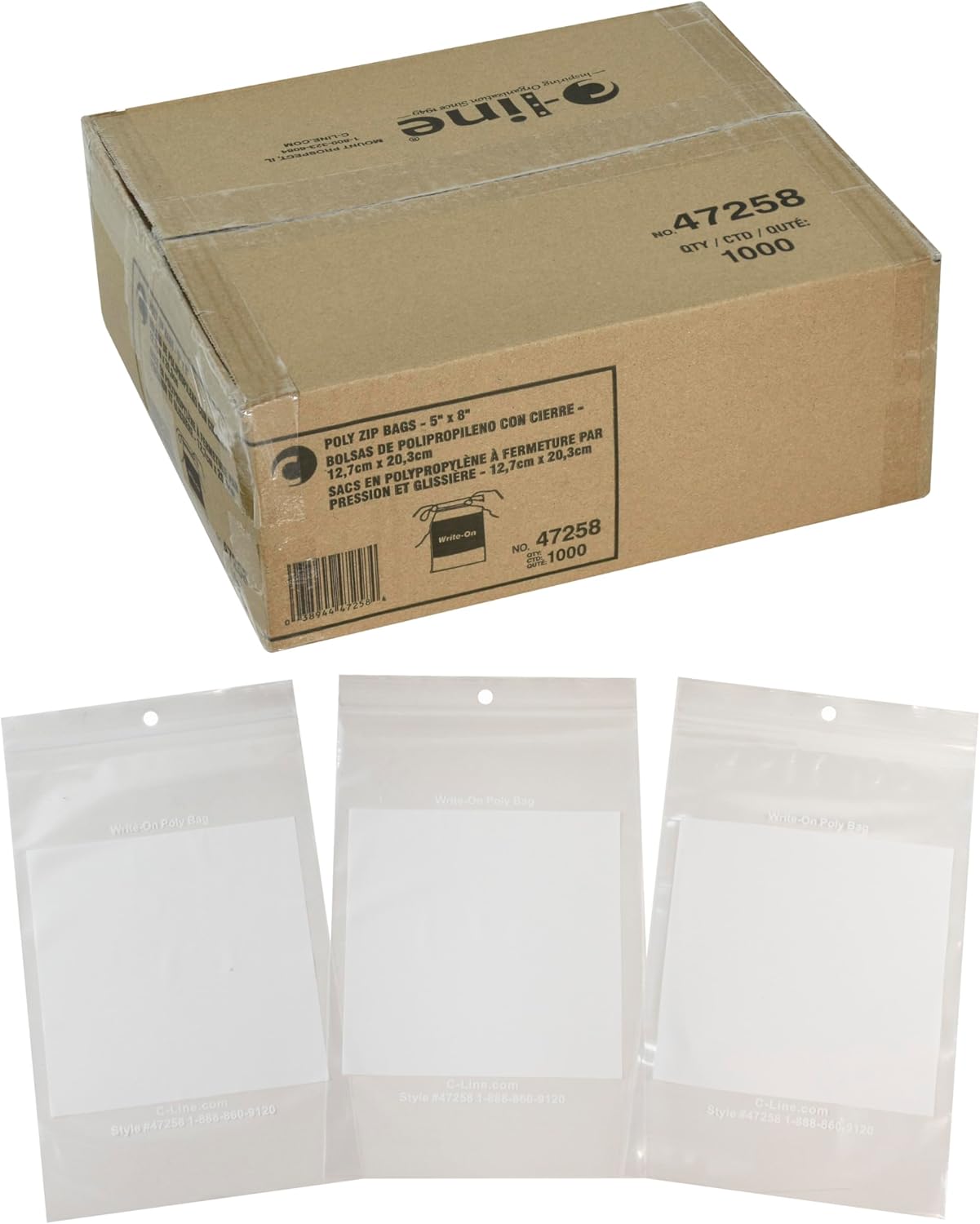 C-Line Write-On Reclosable Small Parts Storage Bags, 4 x 6 Inches, 1000 per Box (47246)