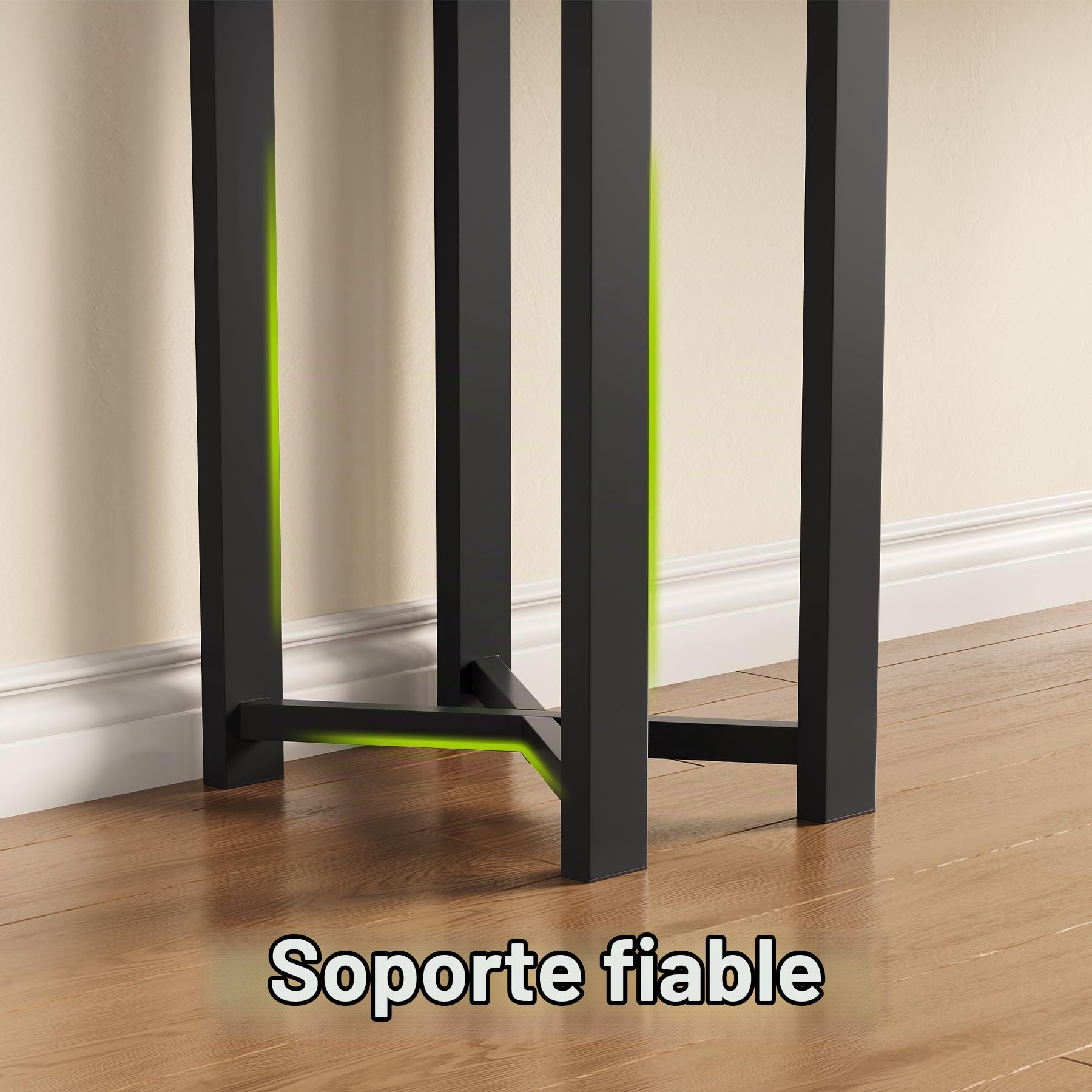 Tribesigns Mesa consola estrecha de 160 cm en estilo rústico, ahorra espacio para pasillo, pasillo y salón, como mesa de centro detrás del sofá o escritorio de oficina en casa con estructura de metal