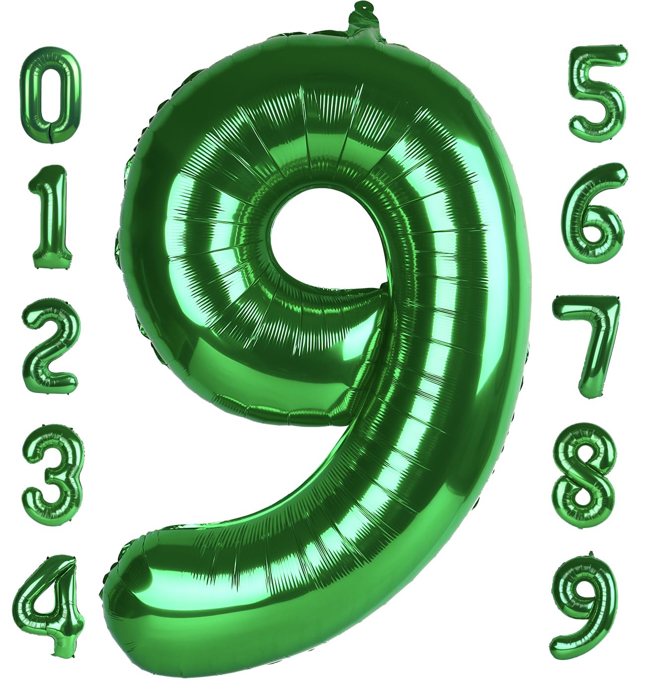 Dark Green 9 Balloon Number 40 Inch, Large Foil Mylar Balloons Decorations for 9 19 90 Birthday Party, Engagement, Wedding, Anniversary