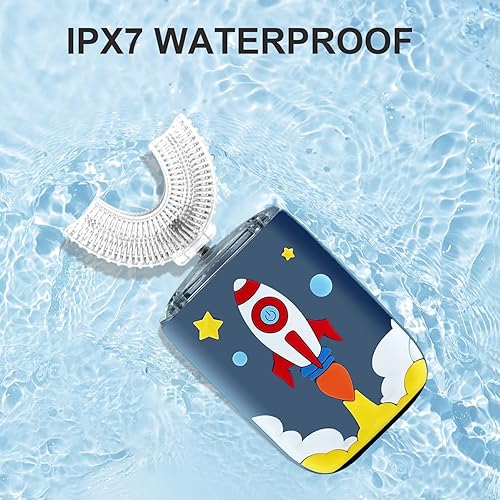 Miniatura 4 de ELOTAME Cepillo de dientes eléctrico en forma de U para niños con 4 cabezales de cepillo, cepillo de dientes automático Sonic de dibujos animados