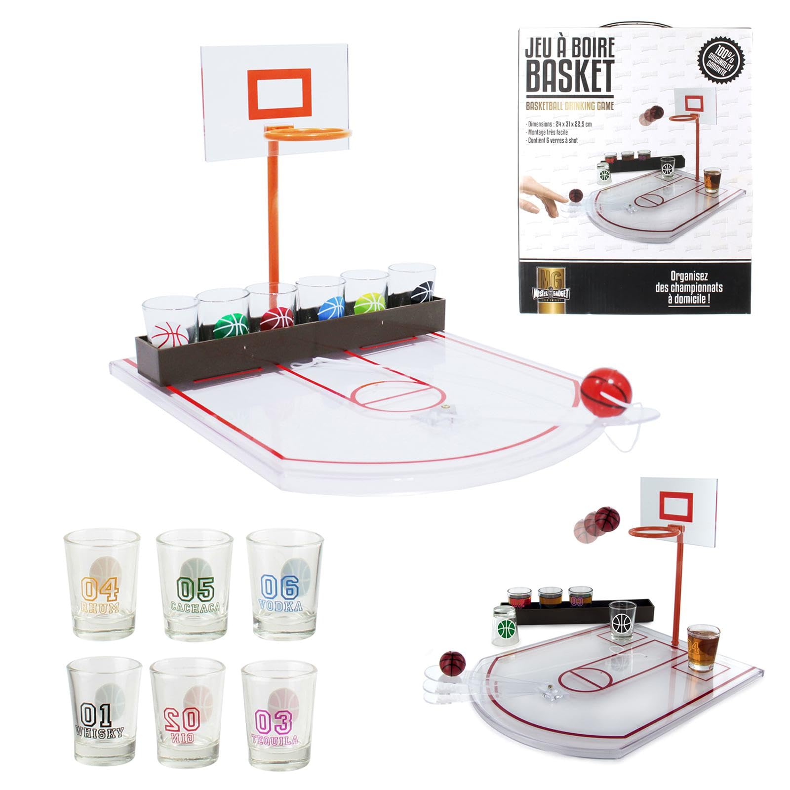Mister Gadget mg3039 gioco a bere BASKET PP/vetro bianco, 24 x 31 x 22.5 cm