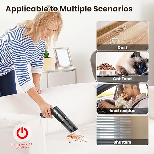 Miniatura 4 de Aspiradora de coche Mini Aspiradora 120W Fuerte Succión de mano Aspiradora Inalámbrica Recargable