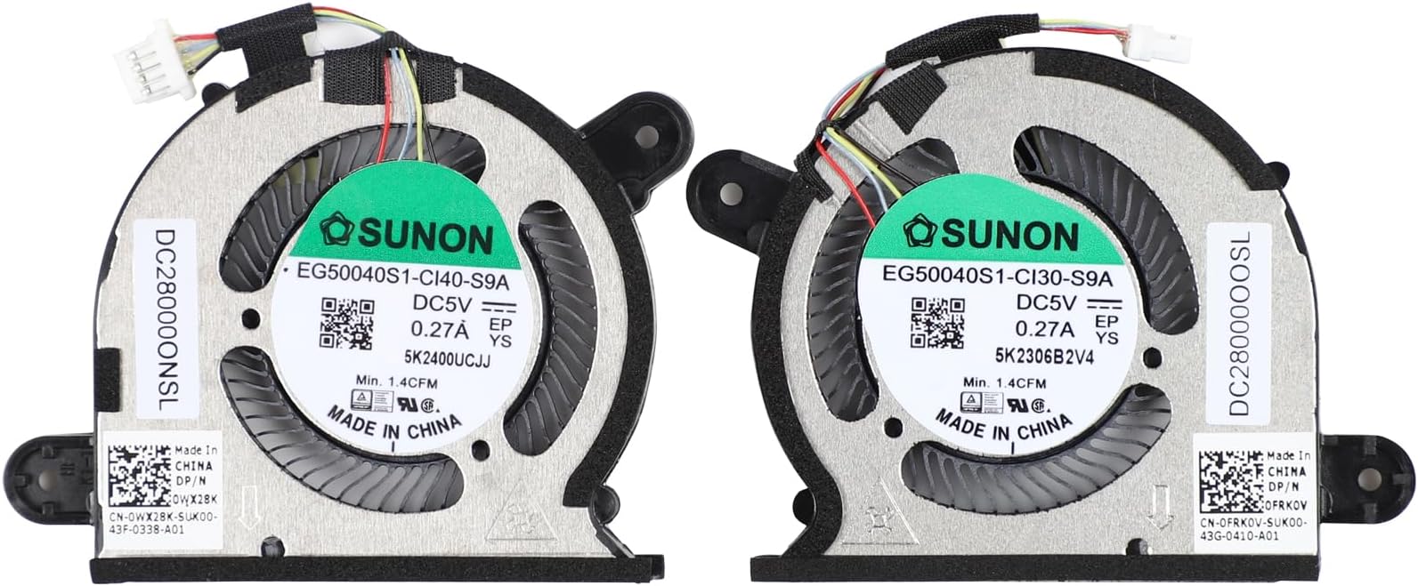 CPU+GPU Cooling Fan for DELL XPS 13 9300 9310 P117G 0WX28K 0FRK0V