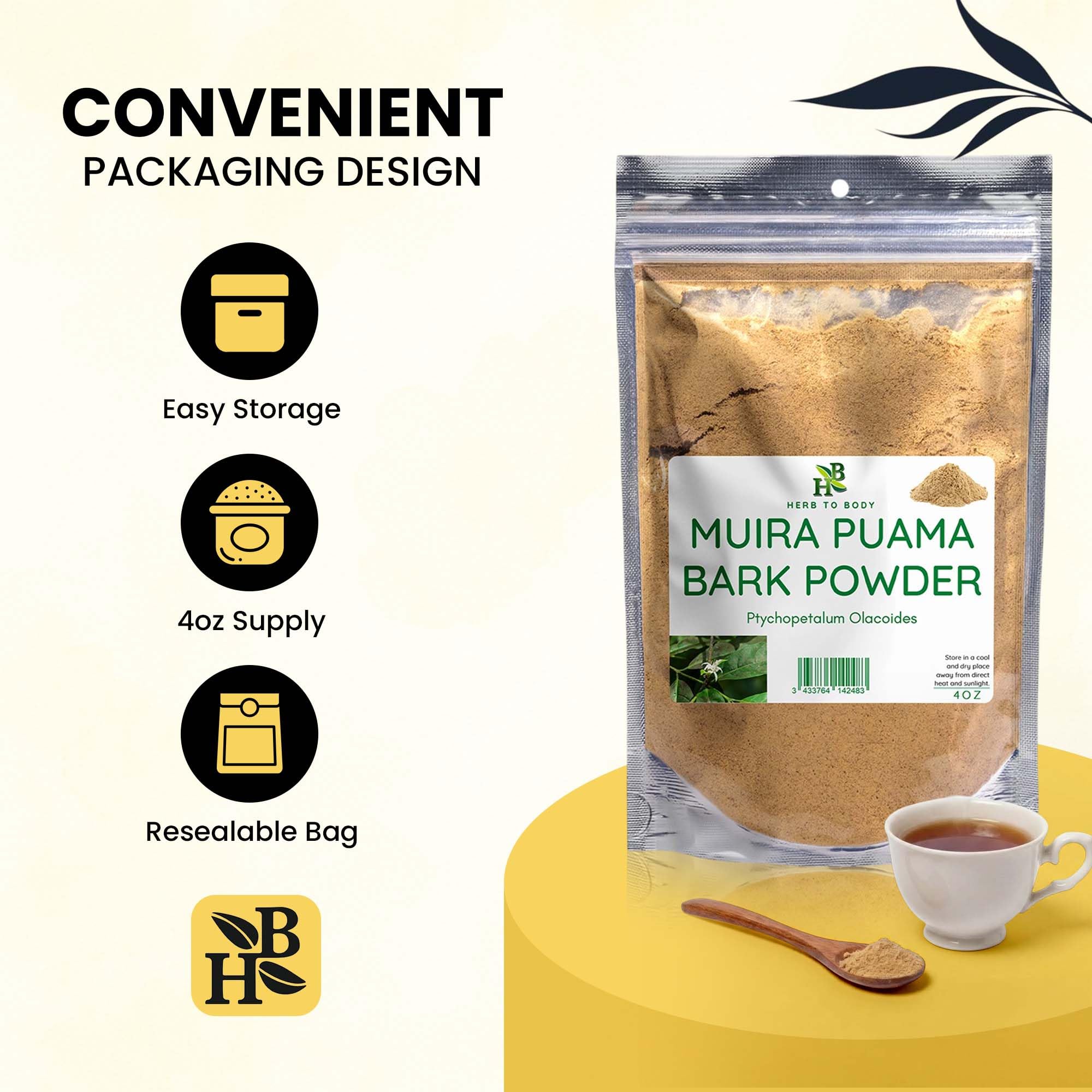 Herb To Body Muira Puama Powder - 4oz, Wildcrafted Ptychopetalum Olacoides for Muira Puama Tea, Herbal Tea, Traditional Blends, and Wellness Routines — Amazon image 3