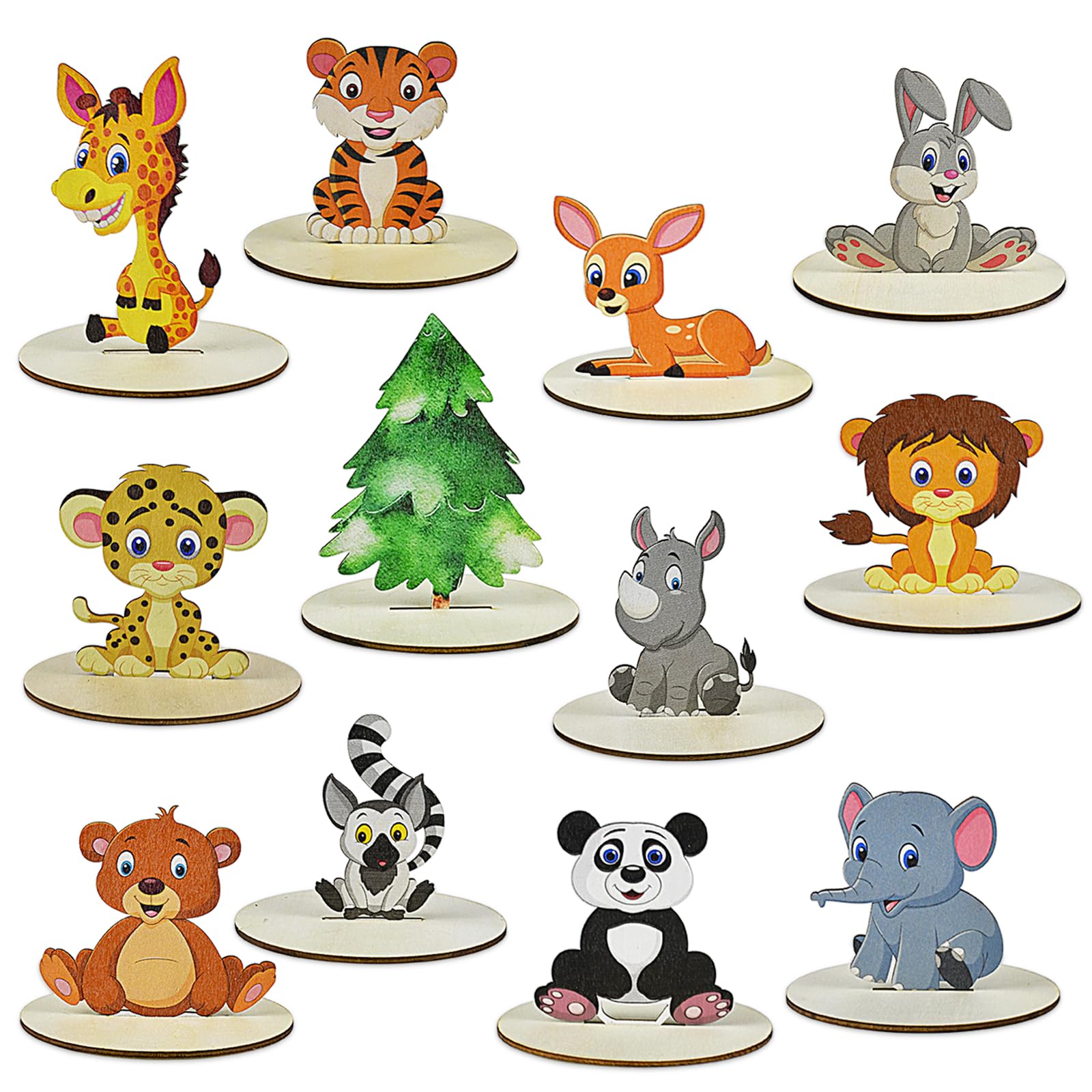 Tortendeko Waldtiere Aus Ton – 4-teilig Mit Eichhörnchen, Igel, Hirsch & Schild – Süße Figuren Für Geburtstag & Baby Shower