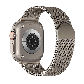 BXUXOHS Milanese Mesh Loop Compatible for Apple Watch Ultra 3/2/1 Band 49mm 46mm 45mm 44mm 42mm 41mm 40mm Men Women,Stainless Steel Metal Magnetic Strap for iWatch Ultra Series 11/10/9/8/7/6/5/4/SE - Amazon product rated Grade A