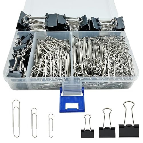 340 PCS Paper Clips and Binder Clips Assorted Sizes, Large