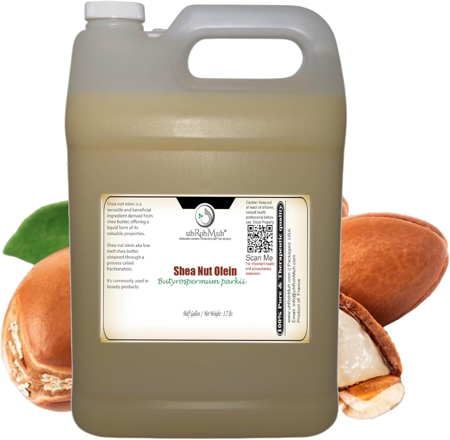 Shea Nut Olein Oil 100% Pure Liquid Shea Butter Unrefined Butyrospermum Parkii Lightweight Fast Absorbing Moisturizer for Skin Hair Body Massage and Cosmetic Formulations Net Wt 1.7 kg / 3.7 lb
