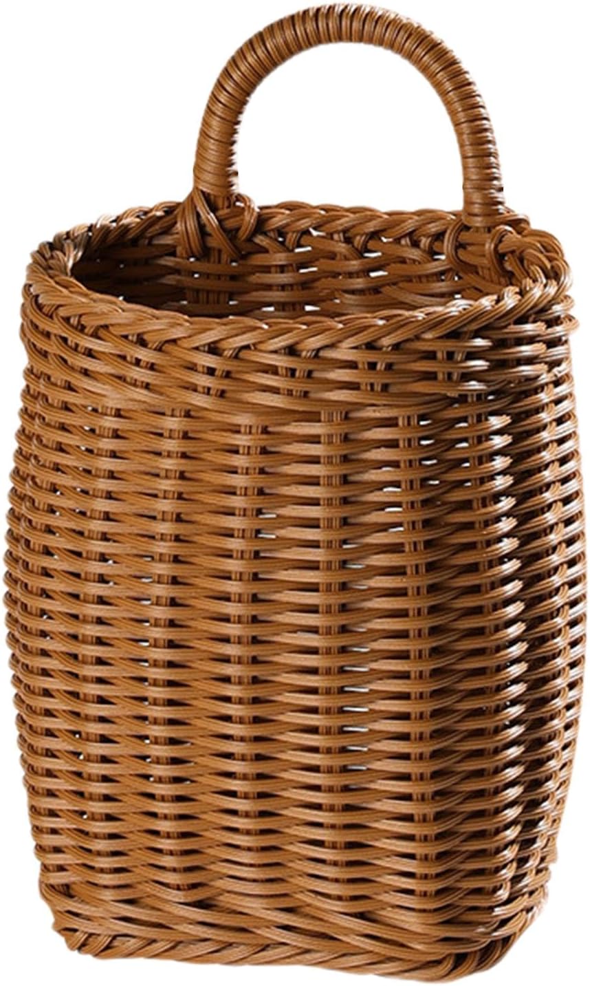 Woven Basket Storage Basket, Rattan Wicker Wall Kitchen Baskets For Front Door, Handmade Hangable Storage Organize Vegetable Fruit Container For Kitchen Home Restaurant