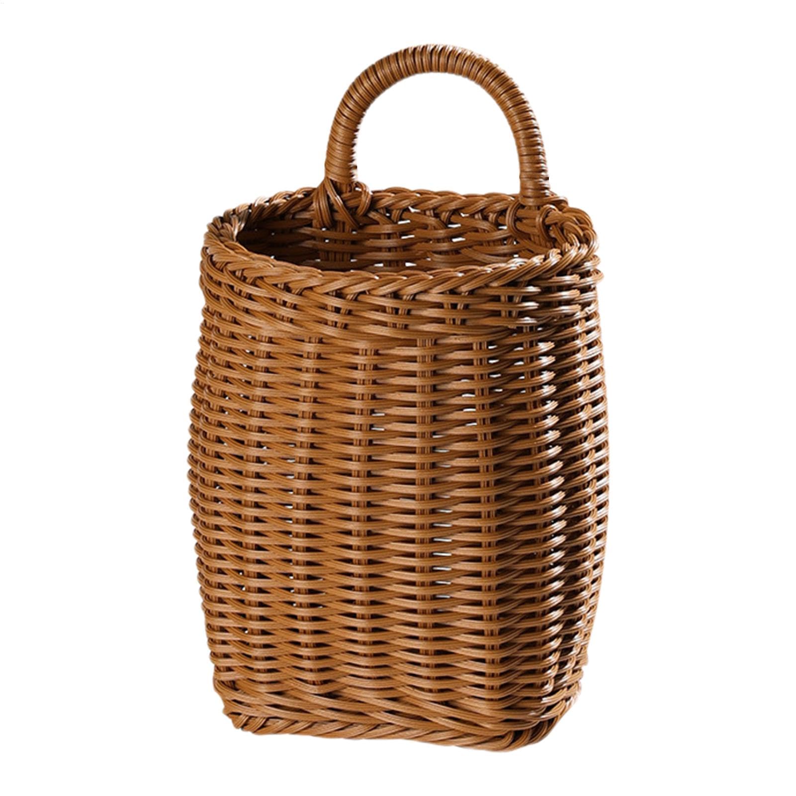 Woven Basket Storage Basket, Rattan Wicker Wall Kitchen Baskets For Front Door, Handmade Hangable Storage Organize Vegetable Fruit Container For Kitchen Home Restaurant