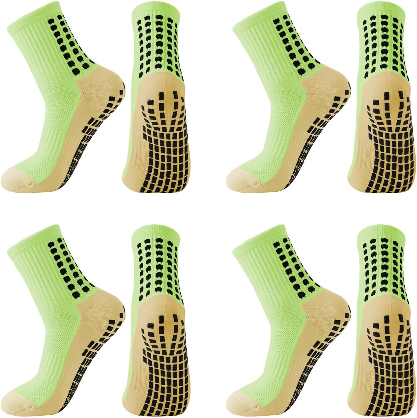 4 Pairs Grip Socks Football Anti-Slip for Men Women Breathable Cushioned Sports Socks for Soccer Basketball Running Yoga Hiking