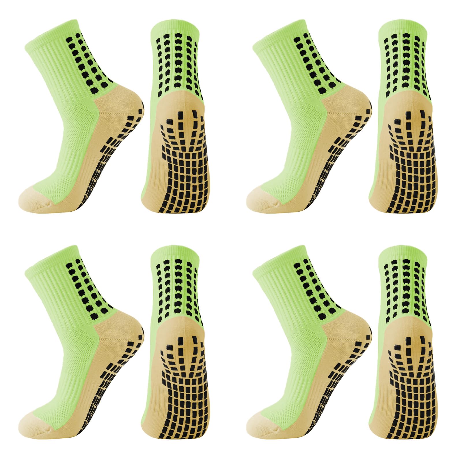 4 Pairs Grip Socks Football Anti-Slip for Men Women Breathable Cushioned Sports Socks for Soccer Basketball Running Yoga Hiking