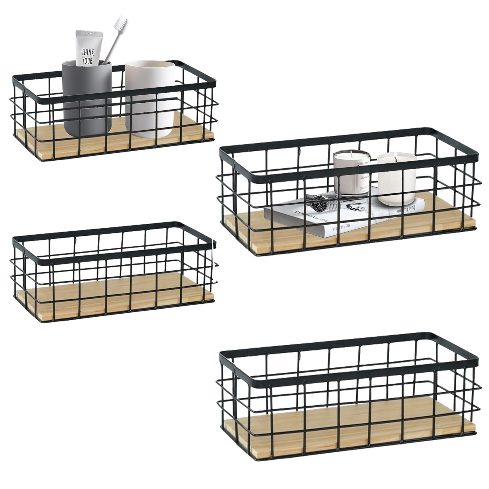 Amazon.co.jp: Hyuetrsa 4個パック 小型ワイヤーバスケット ワイヤー