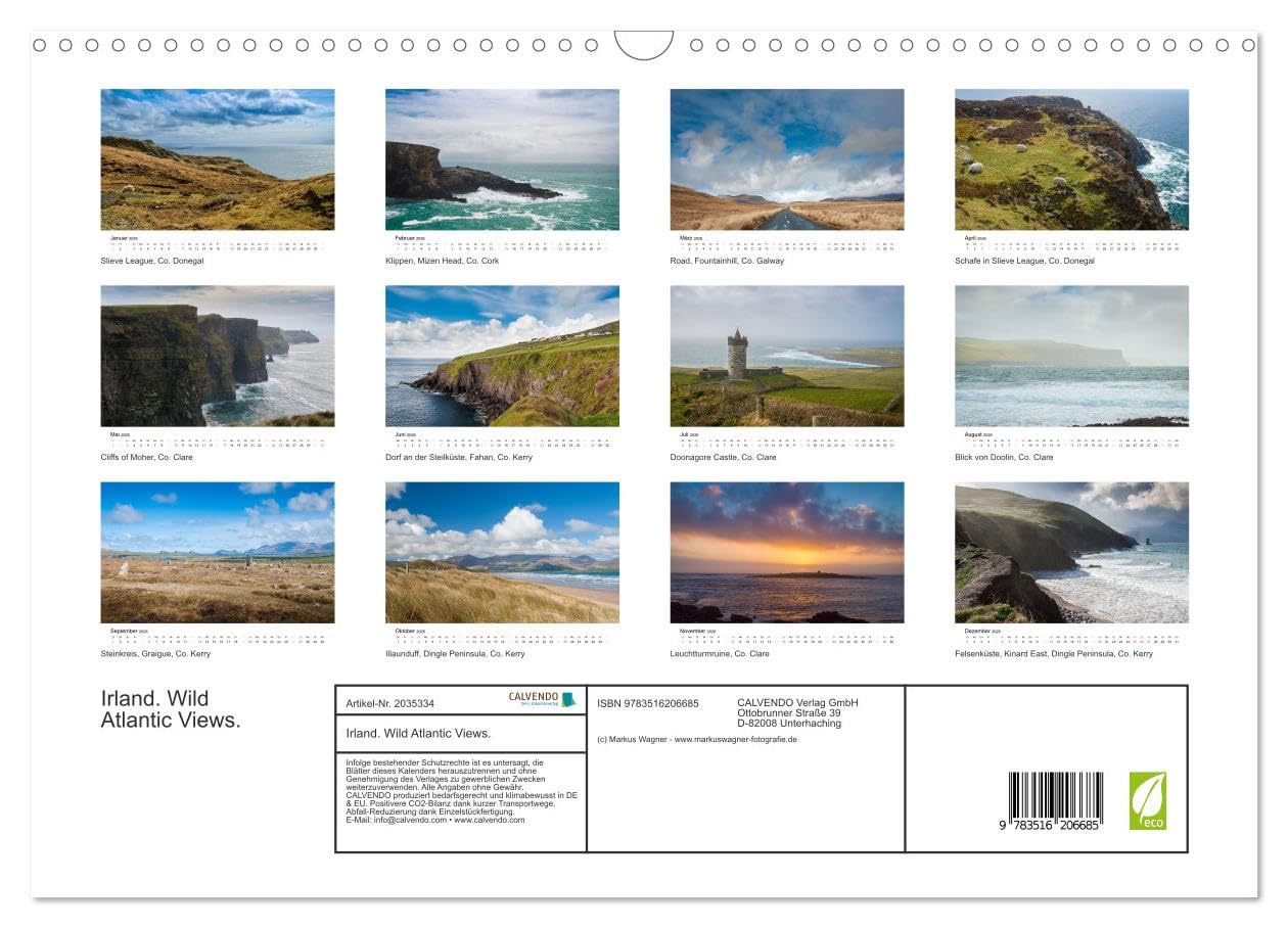 Irland. Wild Atlantic Views. (Wandkalender 2026 DIN A3 quer), CALVENDO Monatskalender: An der Westküste Irlands