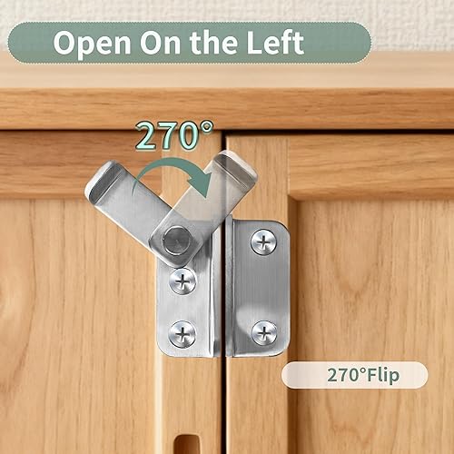 Miniatura 6 de Pestillo de puerta abatible con agujero para candado, cerradura de puerta de granero de acero inoxidable, cerrojo de puerta corrediza, pestillo de