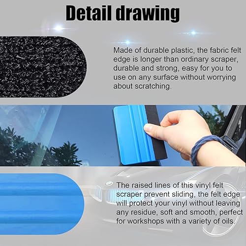 Miniatura 3 de 2 espátulas de fieltro de plástico, herramienta de limpieza de borde de fieltro, espátula de calcomanías para eliminar burbujas para calcomanías de