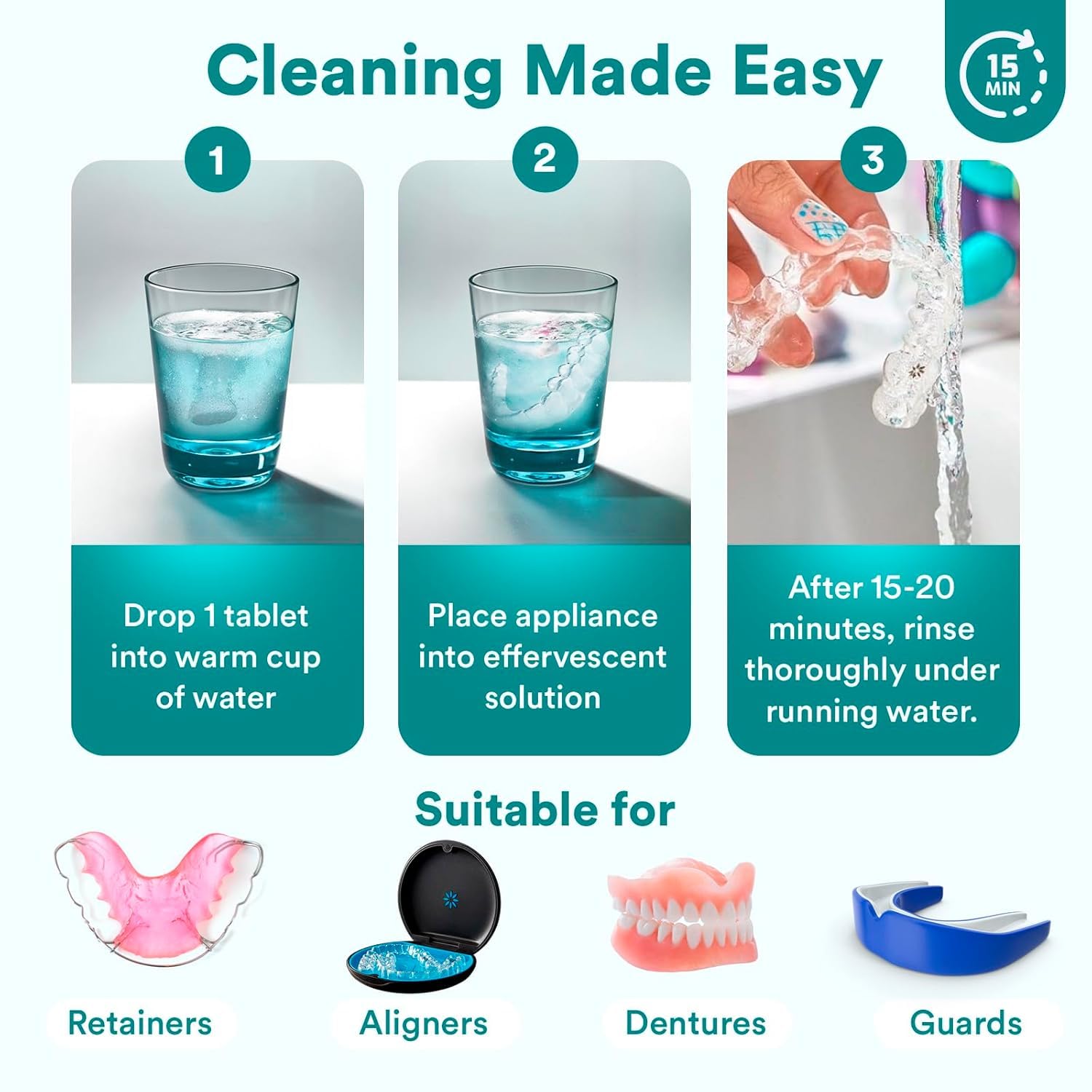 Retainer Cleaner Tablets - Invisalign & Denture Care -4 Retainer Cleaner Tablets - Invisalign & Denture Care -4