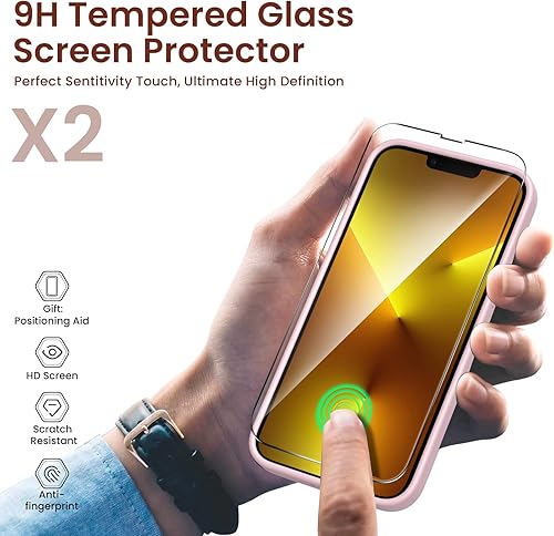 Miniatura 5 de ORNARTO Funda compatible con iPhone 13 Pro Max de 6.7 pulgadas, con 2 protectores de pantalla de gel de silicona líquida cuerpo completo Funda