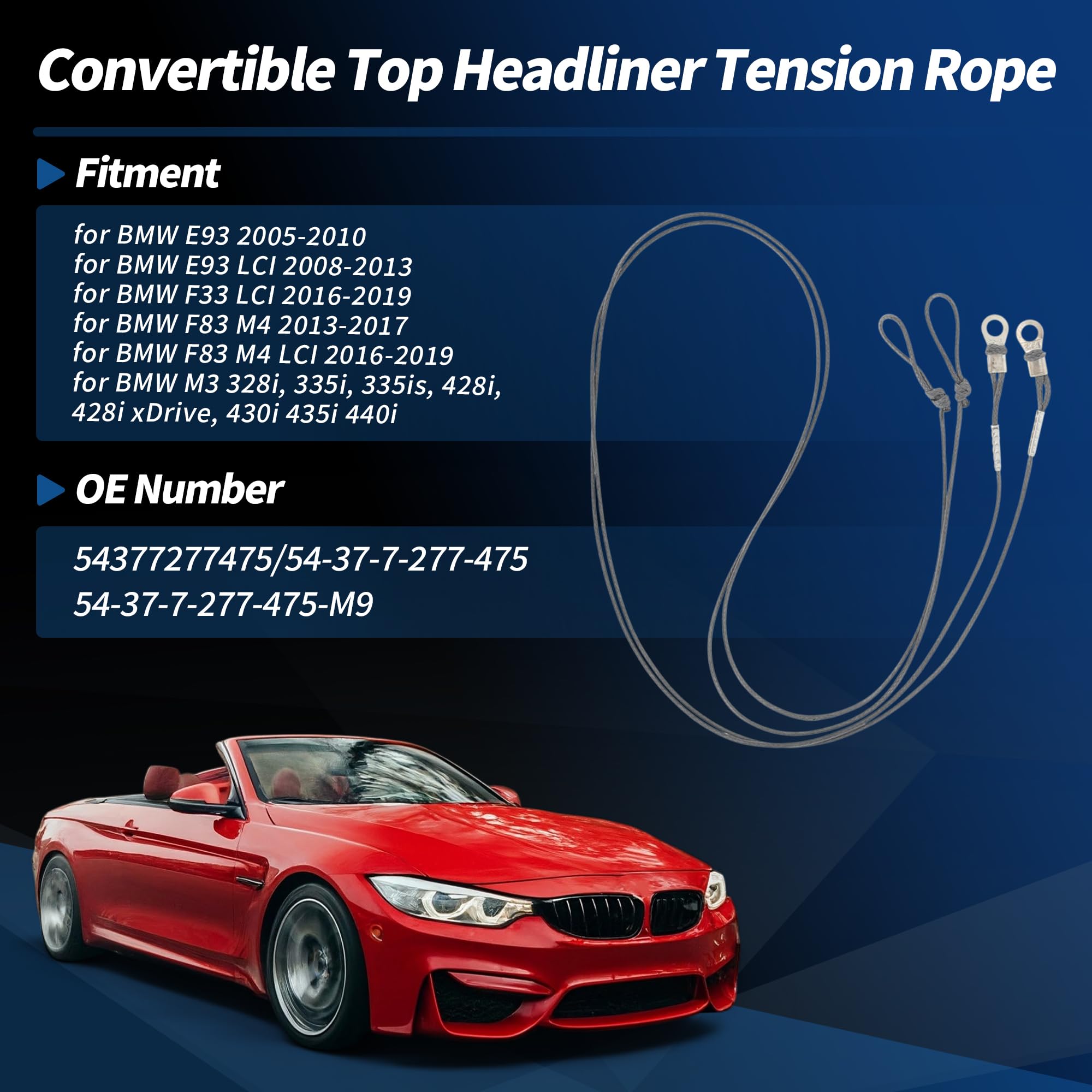Verdeck-Spannseil für BMW E93 2005-2010 F33 F83 M4 LCI 2016-2019 M3 328i 335i 335is 428i 430i 435i 440i