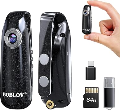 BOBLOV 007 Small Body Cameras, 64GB 1080P Portable Pocket Tiny Body Cams with Back Clip, User-Friendly Mini Camera Bodycams, Loop Recording for Bike/Pet/Home/Proof/Personal Safety 64GB