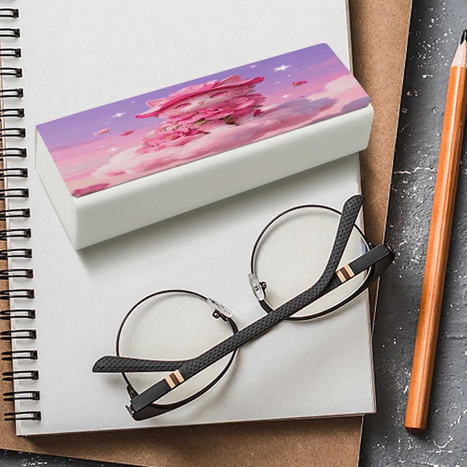 Leather Hard Shell Glasses Case, Portable Travel Sunglasses Case image 4