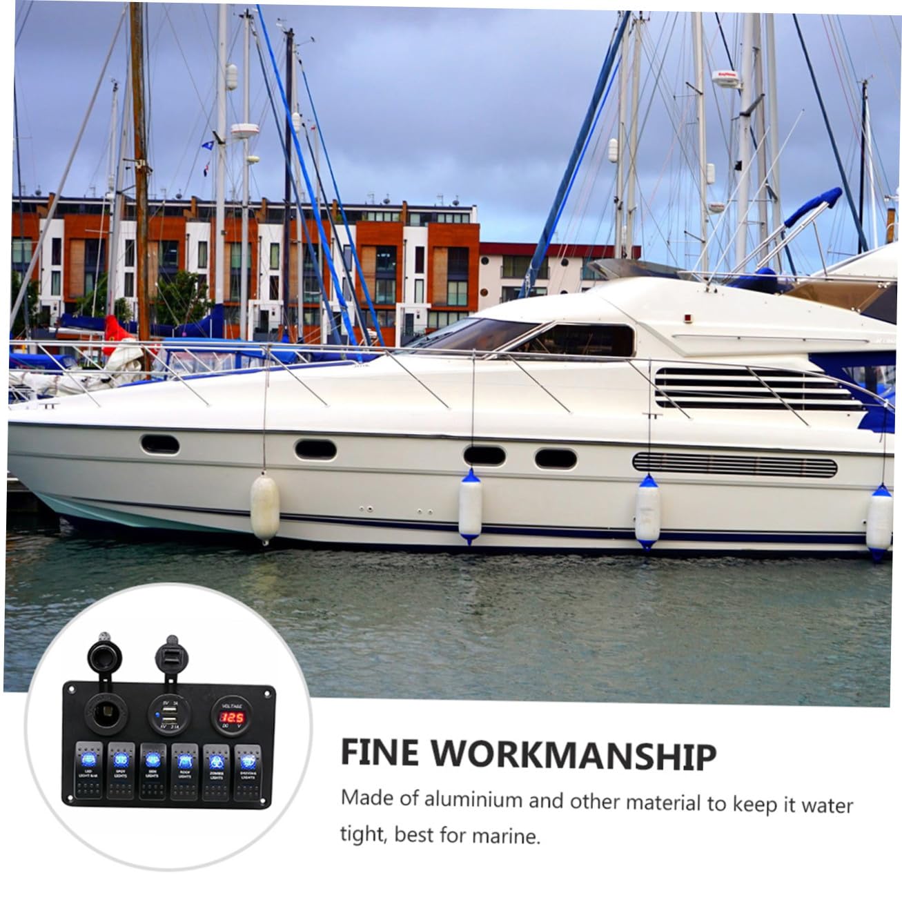 Pannello Interruttori Combinato Vie con Doppia Porta USB e Protezione Circuito per Auto Barca Camper Yacht
