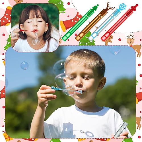 Miniatura 4 de Shappy 100 varitas de burbujas de Navidad, mini varitas de burbujas, regalos de fiesta de burbujas para juguetes de Navidad, regalo de boda,