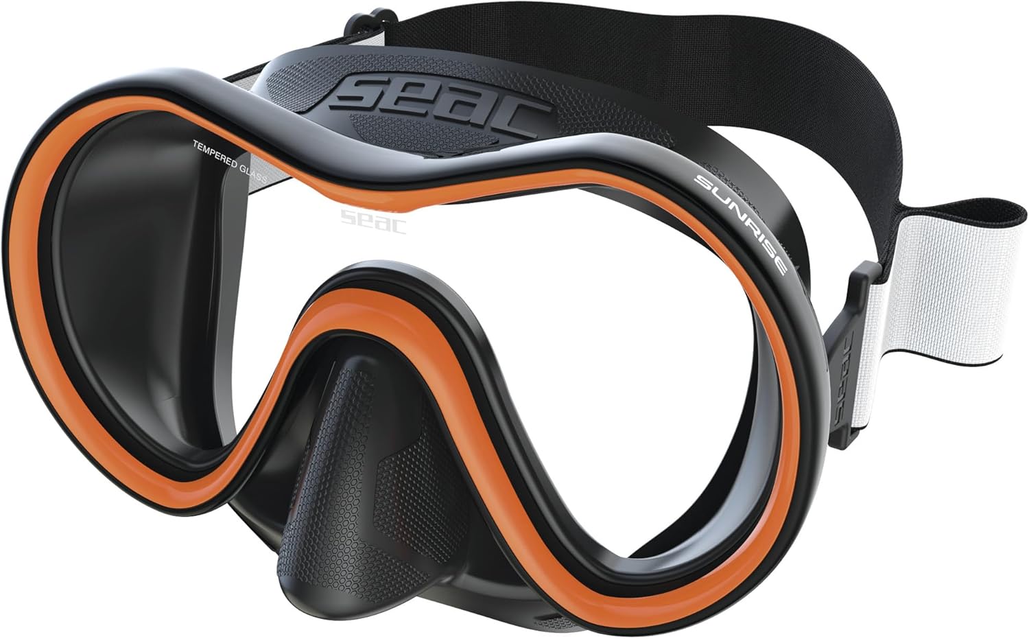 SEAC Sunrise, Dive Mask with Fabric Strap, One Lens in Tempered Glass, for Scuba and Snorkeling