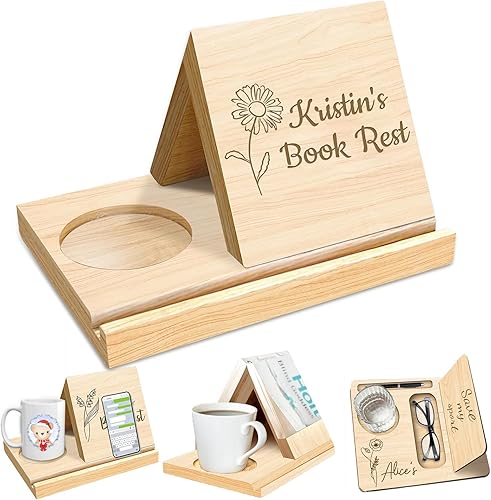 Miniatura 8 de Soporte triangular personalizado de madera de roble macizo, estantería personalizada para libros, estantería con nombre de texto grabado con soporte