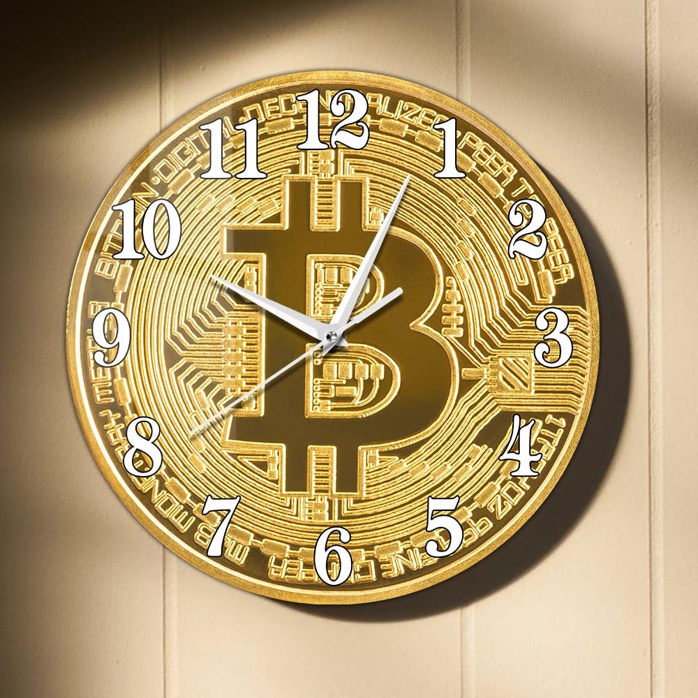 Amazon.com: Timethink 15 Inch Bitcoin Symbol Modern Wall Clock, Golden Coin  Cryptocurrency Wall Art Minimalist Silent Quartz Non Ticking Battery  Operated Analog Wall Clock for Bank Office Decor Accountant Gifts : Home
